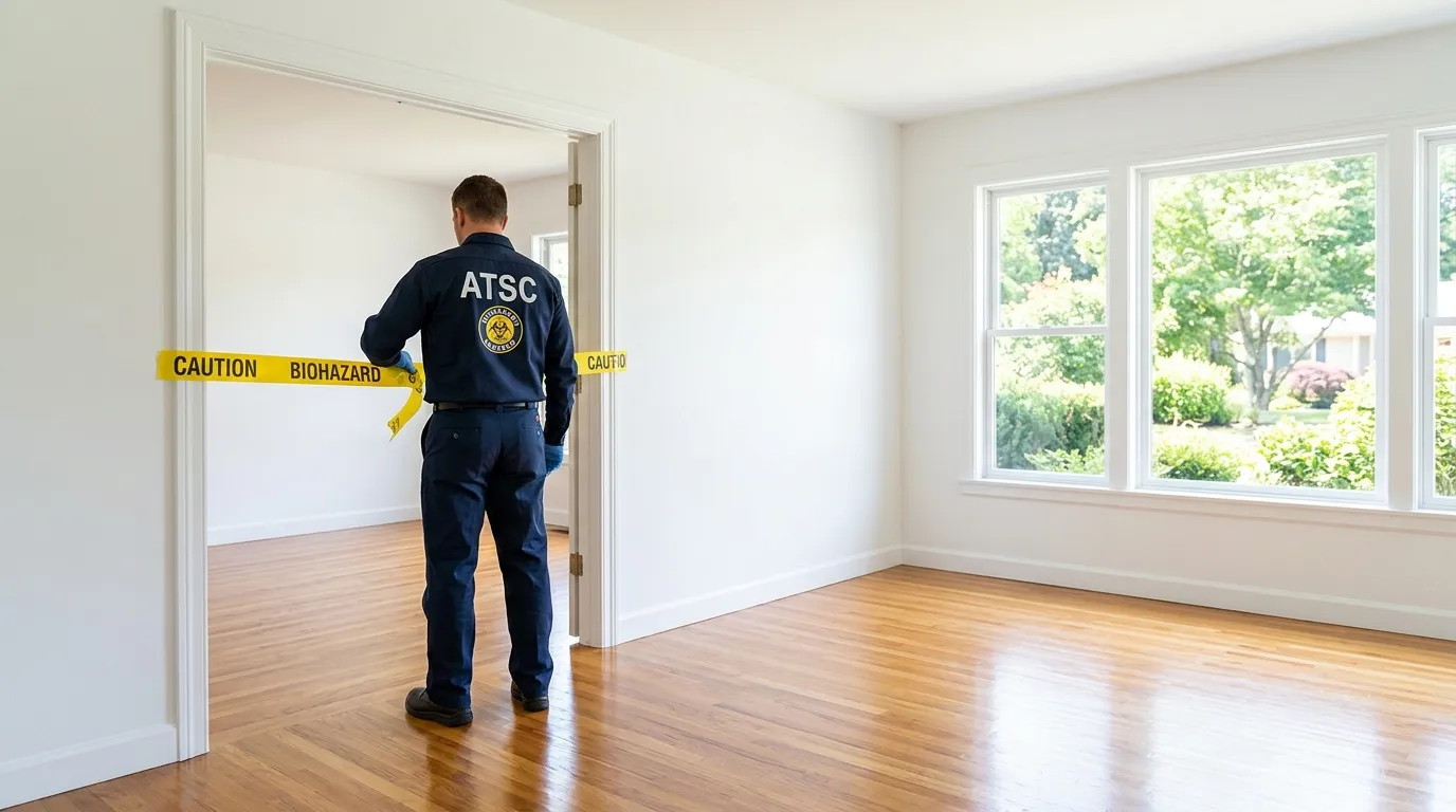 Certified biohazard cleanup crew performing Decomposition Cleanup in Flushing